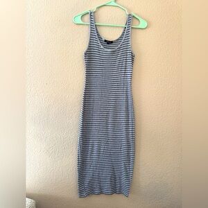 Ambiance Midi Dress Striped Grey and Black Ribbed! Size S.
